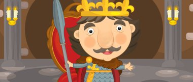 Karikatür mutlu ve komik şövalye ve Kral