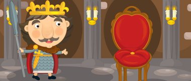 Karikatür mutlu ve komik şövalye ve Kral