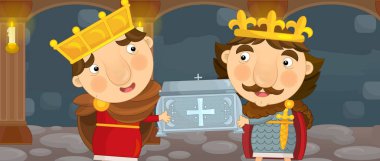 Cartoon happy and funny two knights clipart