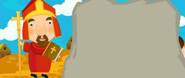  Ortaçağ rahip ve köylüler konuşurken 