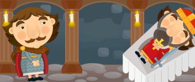 Çizgi film sahne Şövalyeleri veya kings ile