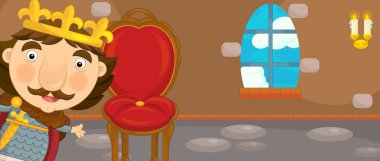 Karikatür mutlu ve komik şövalye ve Kral 