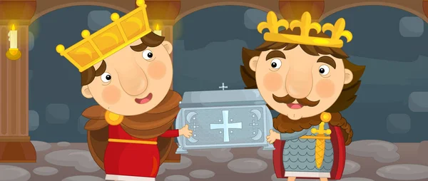Cartone animato felice e divertente due cavalieri o re — Foto Stock