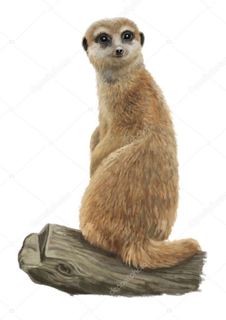 Cartoon meerkat - head - illustration for children