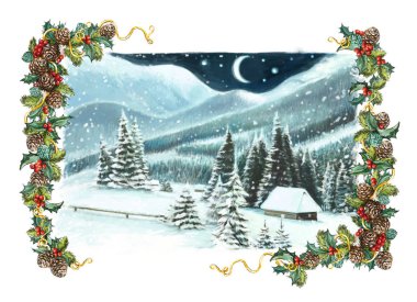 Noel kış mutlu sahne