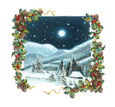 Noel kış mutlu sahne