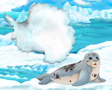 Kıta harita - çocuklar için illüstrasyon karikatür mühür