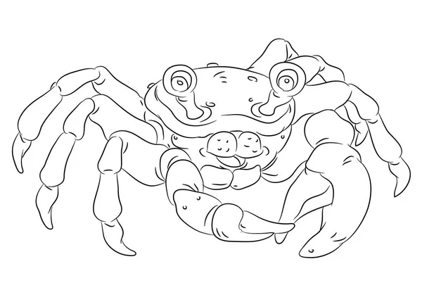 Lyckligt leende tecknade krabba målarbok — Stock vektor