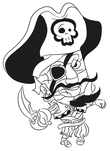 Lyckligt leende tecknade pirat mumie målarbok — Stock vektor