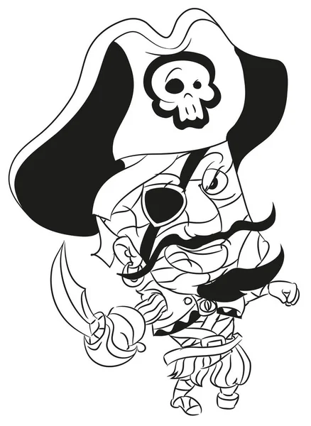 Feliz sonrisa de dibujos animados pirata momia para colorear página — Archivo Imágenes Vectoriales