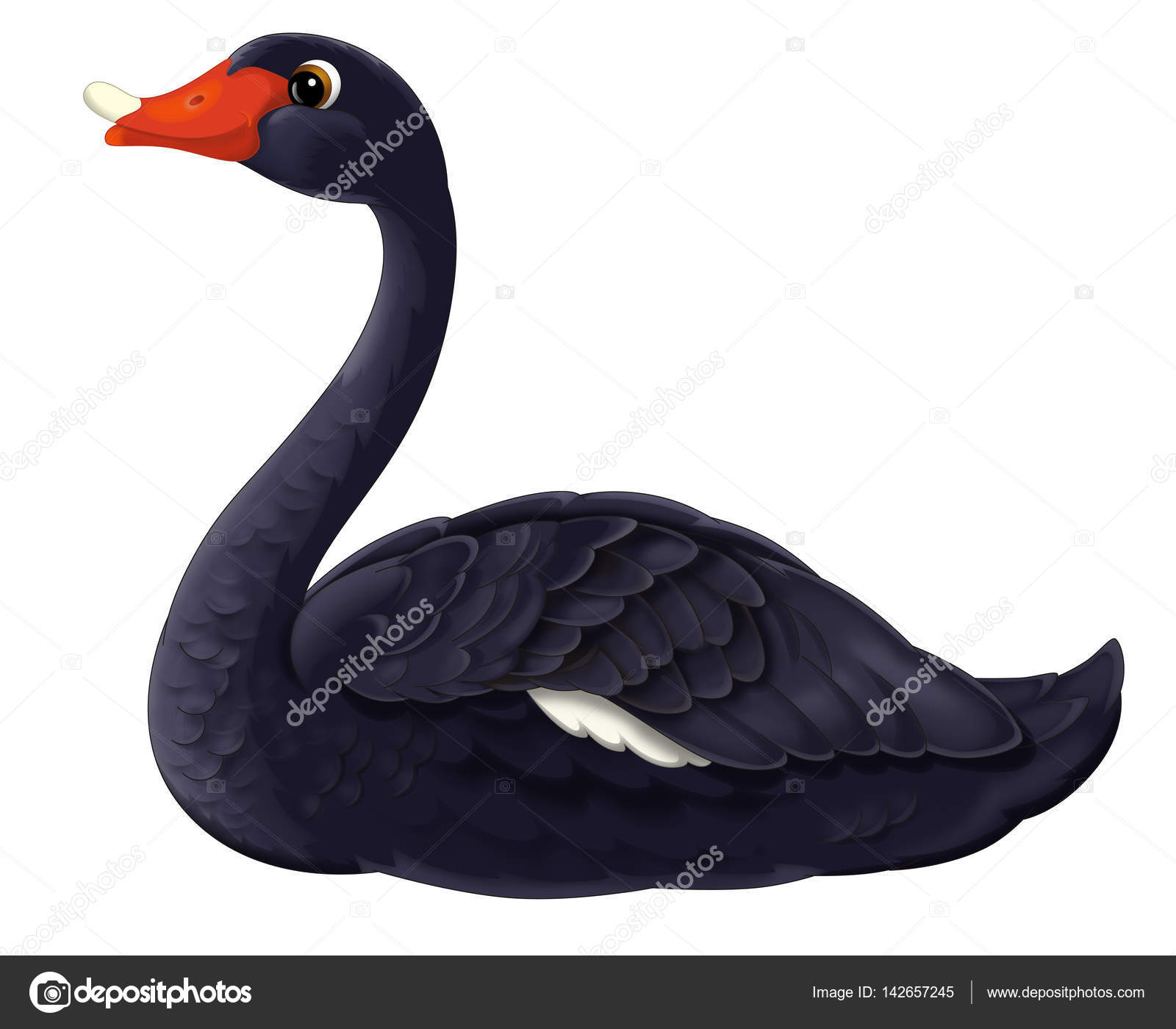 Cartoon happy black swan animal Stock Photo by ©agaes8080 142657245