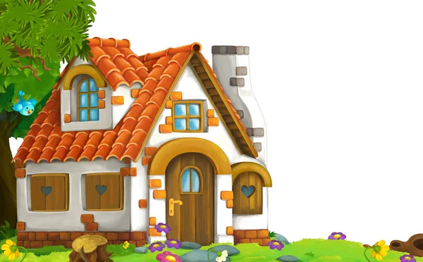 Cartoon scene with fairy tale farm house — Stock Photo, Image