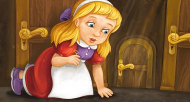 Çizgi film sevimli küçük kız. 