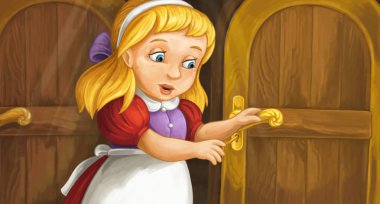 Çizgi film sevimli küçük kız. 