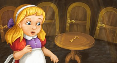 Çizgi film sevimli küçük kız. 