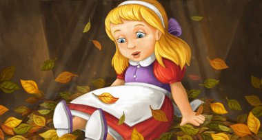 Çizgi film sevimli küçük kız.