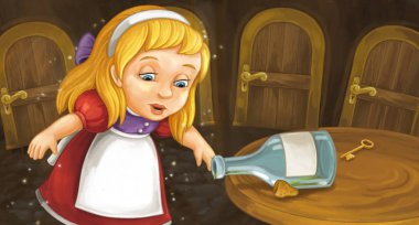 Çizgi film sevimli küçük kız. 