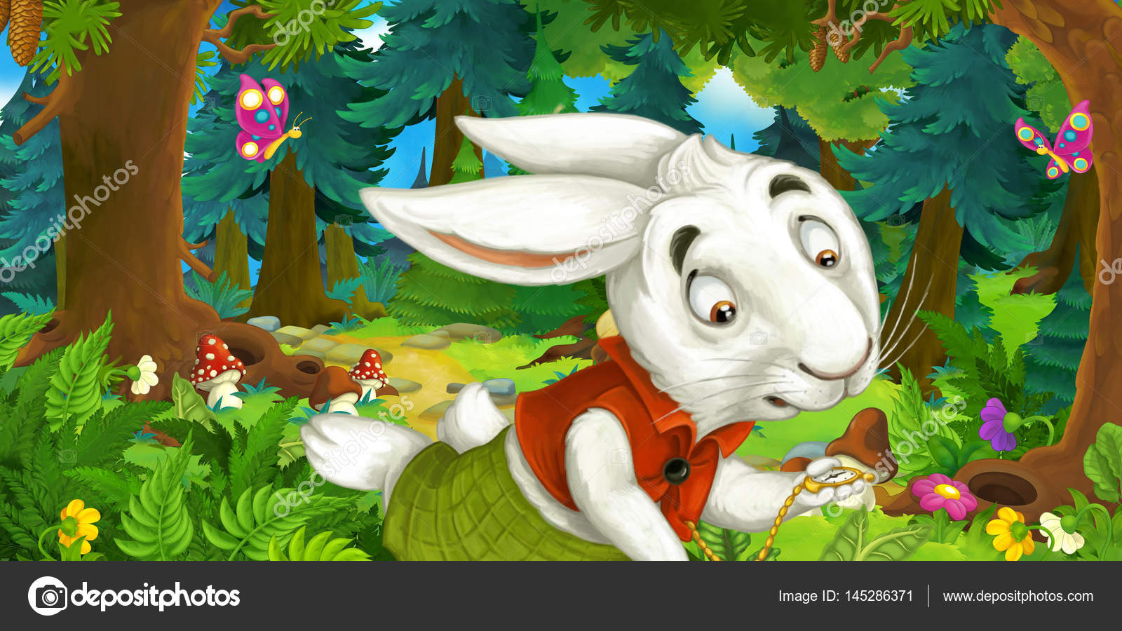 Cartoon scene with running rabbit — Stock Photo © agaes8080 #145286371