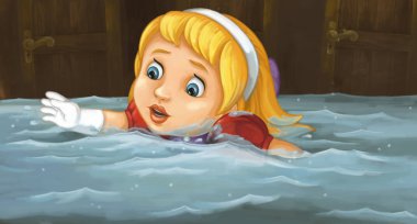 çizgi film sahne kızla