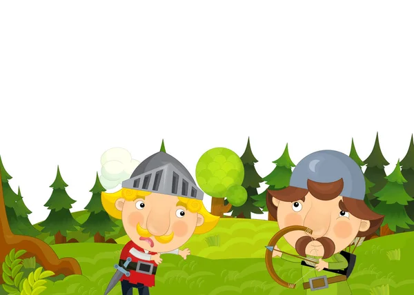 cartoon scene with knights