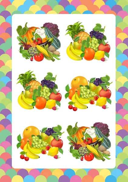 Set kartun buah-buahan — Stok Foto