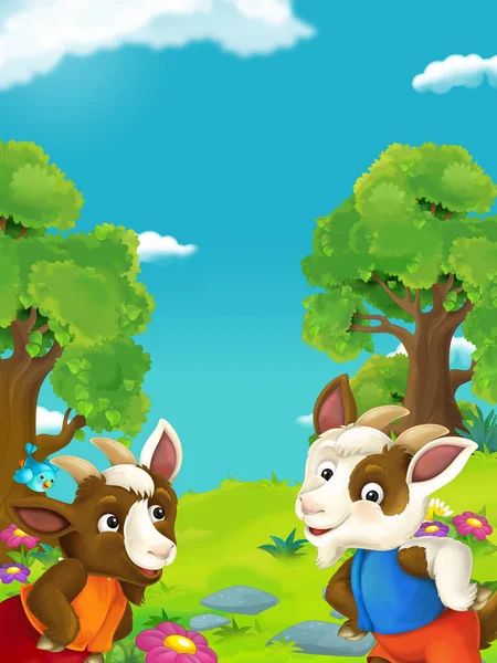 Dvě kozy na Květinová louka — Stock fotografie