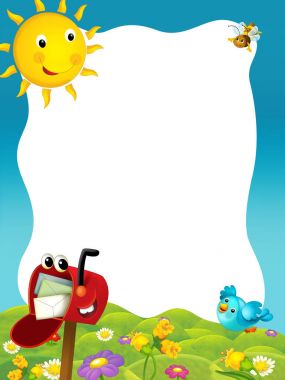 çizgi film çerçevesi mutlu posta kutusu