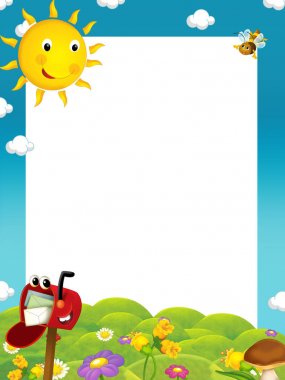 çizgi film çerçevesi mutlu posta kutusu