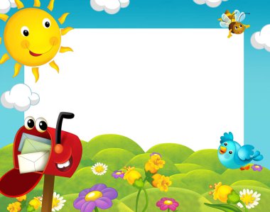 çizgi film çerçevesi mutlu posta kutusu