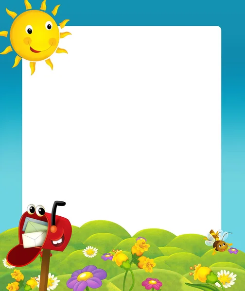 Cartoon frame with happy mail box — Stock Photo, Image