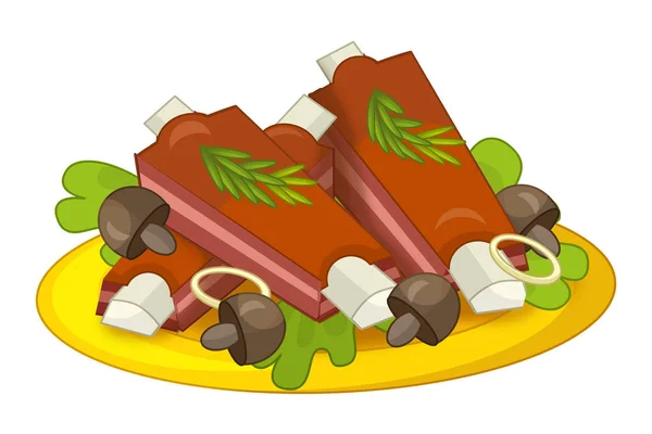 Cartoon meat colorful dish — Stock Photo, Image