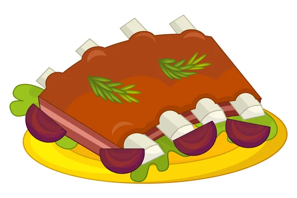 Cartoon meat colorful dish — Stock Photo, Image