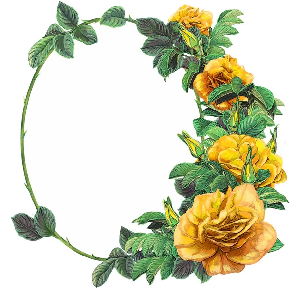 Yellow roses frame — Stock Photo, Image