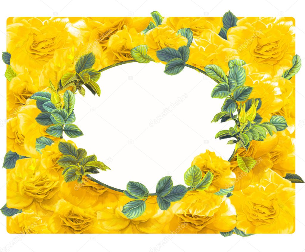 yellow roses frame