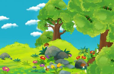 sevimli çizgi manzara