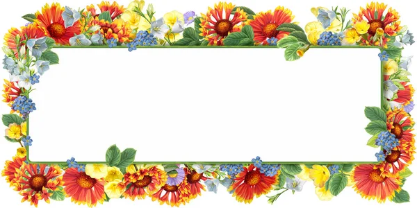 Orange flowers square frame — Stock Photo, Image