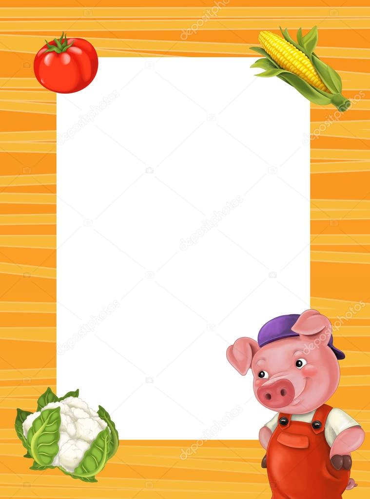 cartoon frame with cute pig