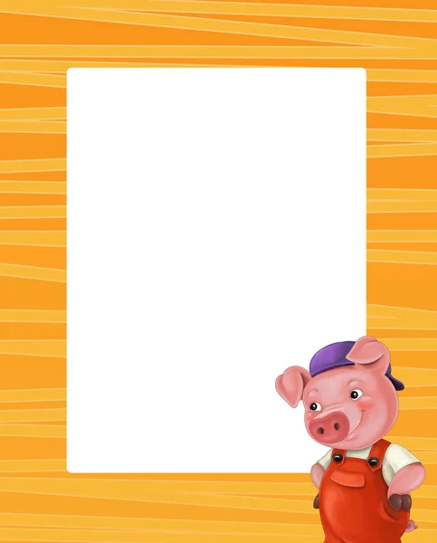 cartoon frame with cute pig