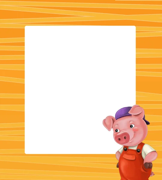 cartoon frame with cute pig