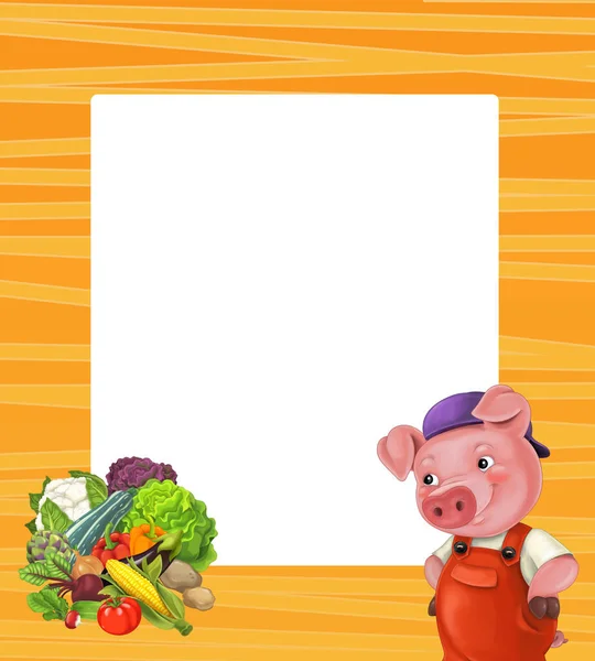 Cartoon frame with cute pig — Stock Photo, Image