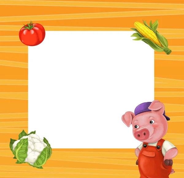Cartoon frame with cute pig — Stock Photo, Image