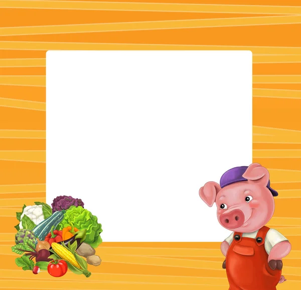 Marco de dibujos animados con cerdo lindo —  Fotos de Stock
