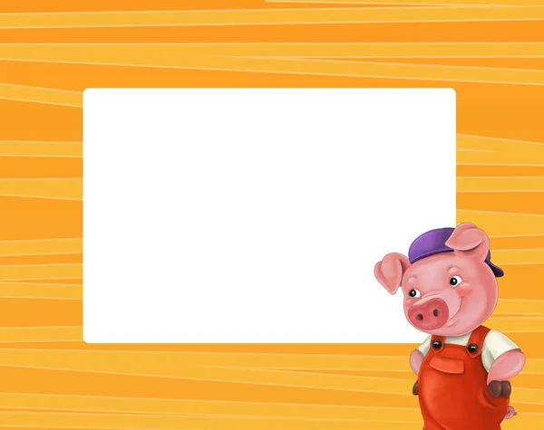 cartoon frame with cute pig