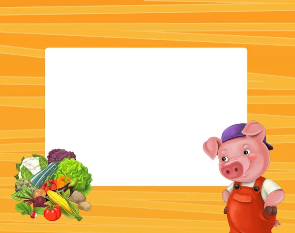 cartoon frame with cute pig