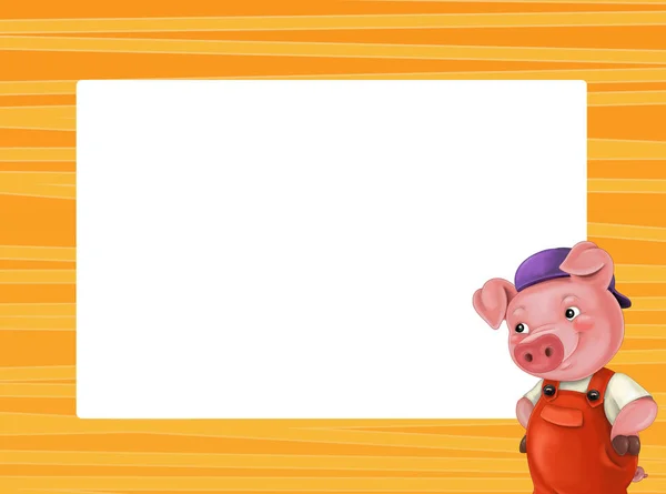 cartoon frame with cute pig