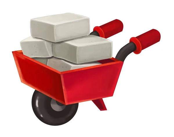Wheelbarrow with bricks illustration — Stock Photo, Image