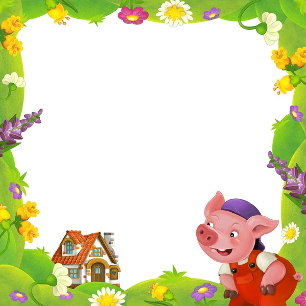 小猪特色花卉框架 — 图库照片