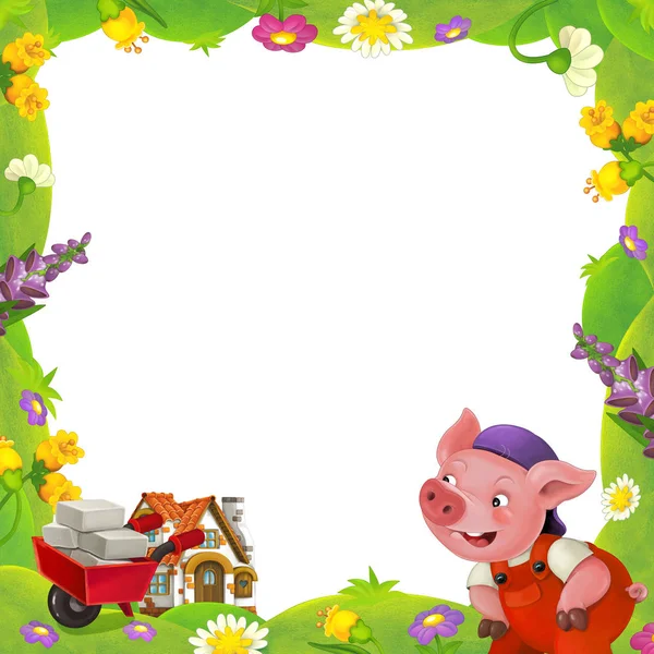 Floral frame met weinig varken tekens — Stockfoto
