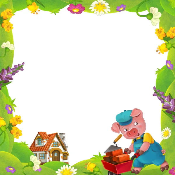 小猪特色花卉框架 — 图库照片