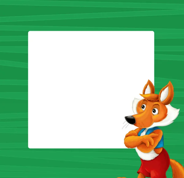 Quadro com feliz cartoon fox — Fotografia de Stock